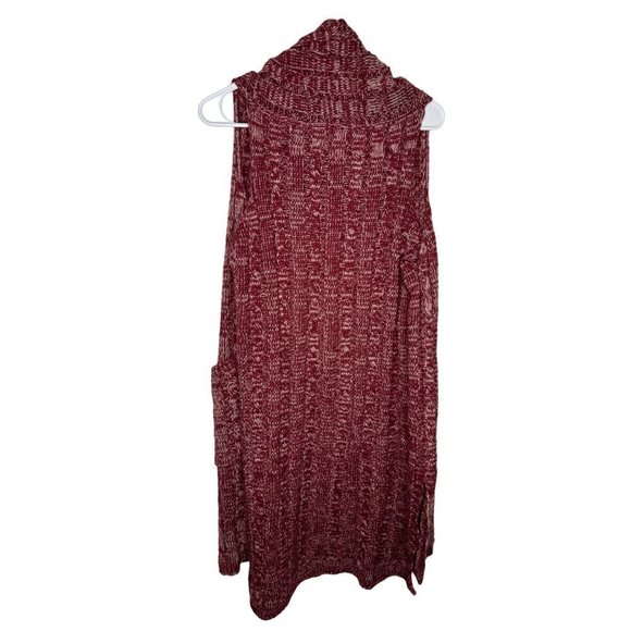 Sleeveless 100% Acrylic Open Front Cardigan Duster Red - Picture 3 of 3